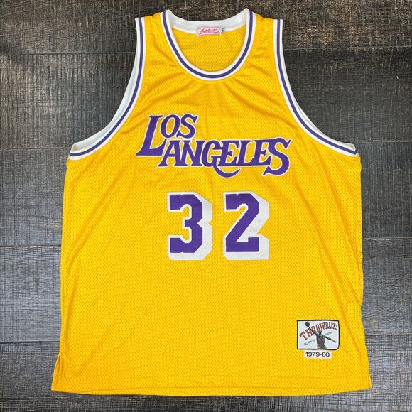 Vintage LA Lakers Jersey Magic Johnson 32 Throwback Blacktop Ed. Men's Size XL